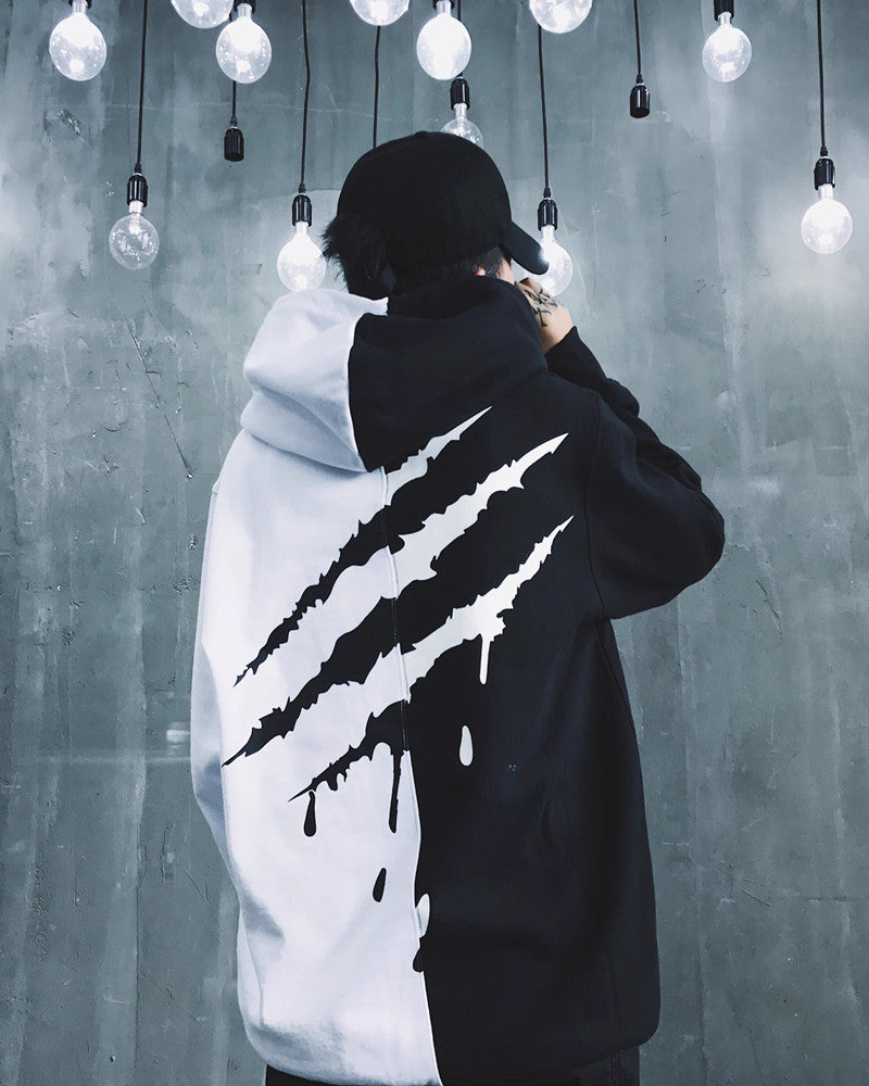 Claw Marks Black and White Hoodie