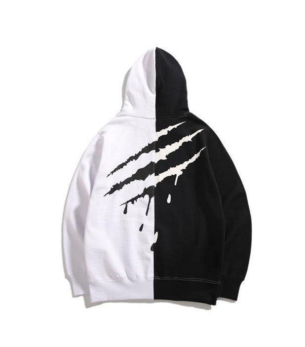 Claw Marks Black and White Hoodie