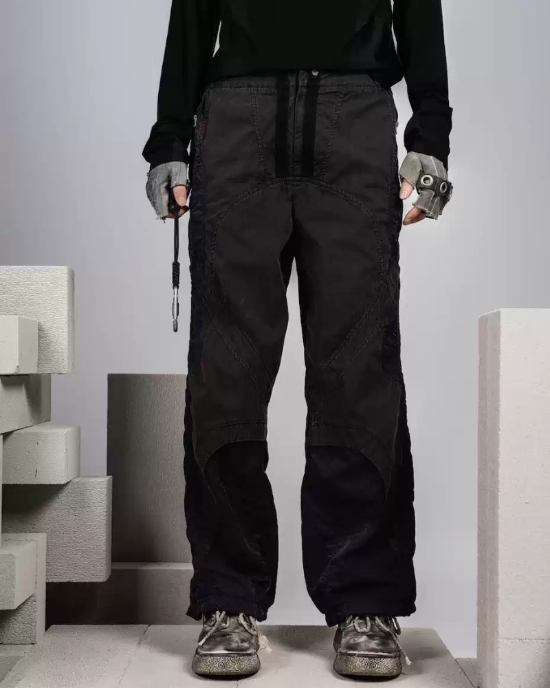 Outdoor Colorblock Straight Cargo Casual Pants