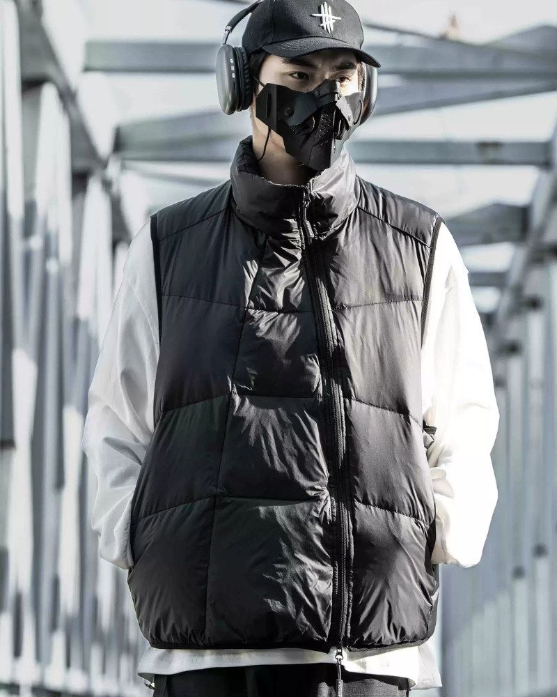 Outdoor Diagonal Zipper Unisex Winter Puffer Vest