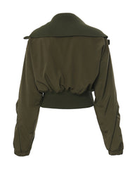 Oversized Collar Multi-pocket Baseball Jacket