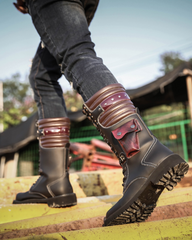Unisex Motorcycle Black Knee High Boots
