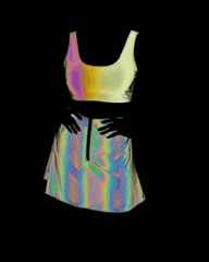 Reflective Rave Clothing Shiny Skirt Tank Two Piece Set