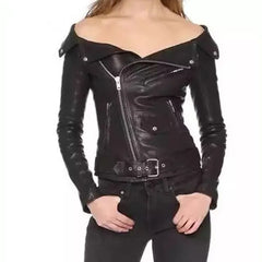 Off The Shoulder Zip Up Jacket