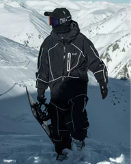 Ski Wear Black Reflective Waterproof Windproof Oversize Ski Suit - Men's