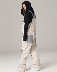 Ski Wear Snowboard Gear Color-Block Snow Bibs -Unisex