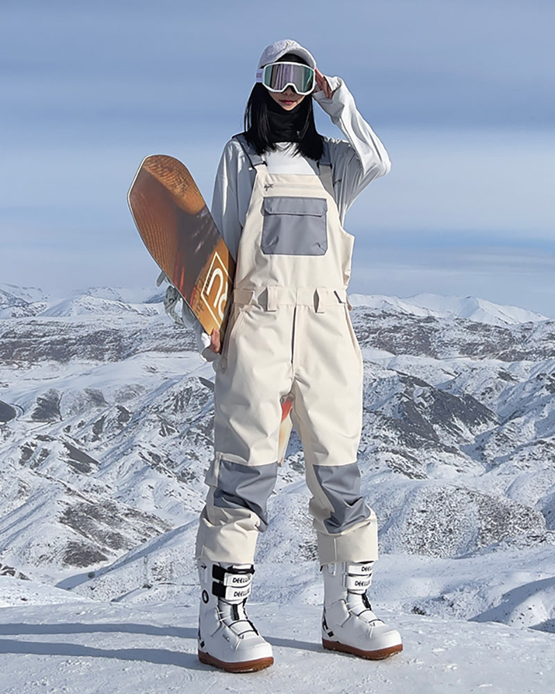 Ski Wear Snowboard Gear Color-Block Snow Bibs -Unisex