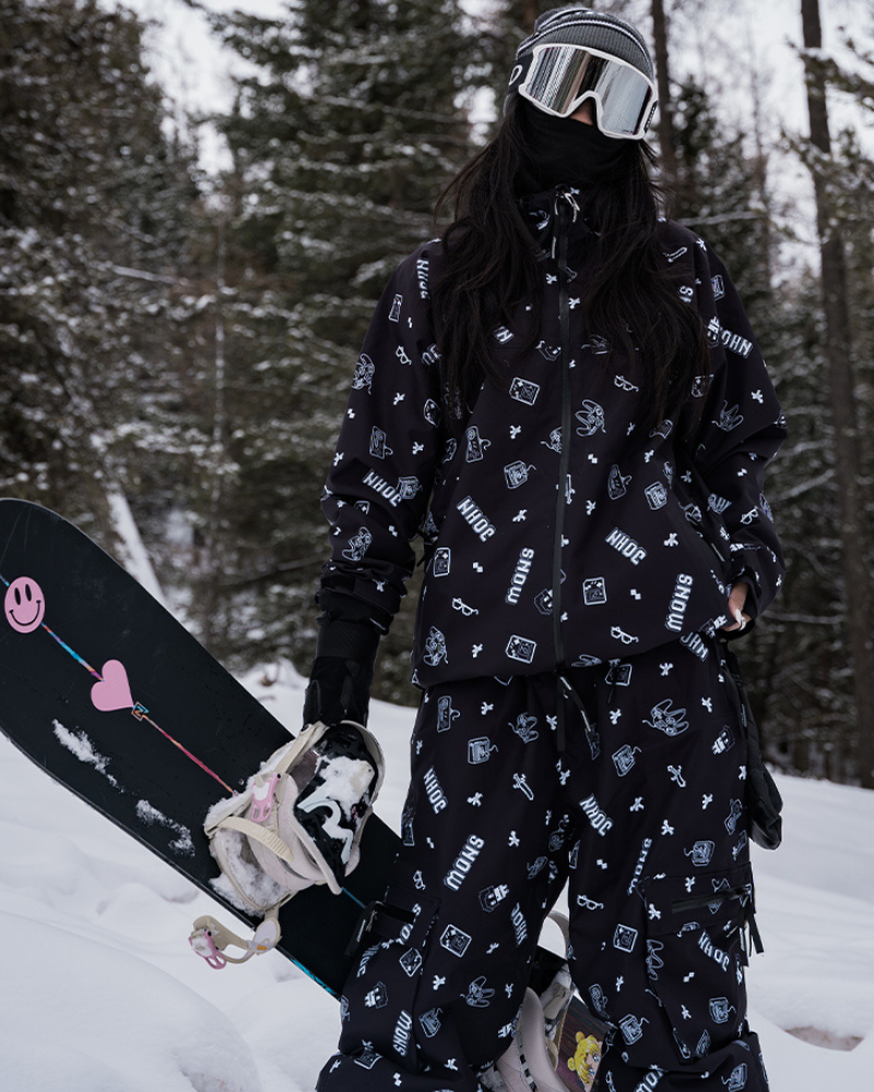 Ski Wear Digital-Print Ski Jacket & Pant Set -Unisex