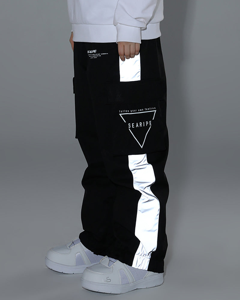 Ski Wear Neon Reflective Cargo Snow Pants -Unisex