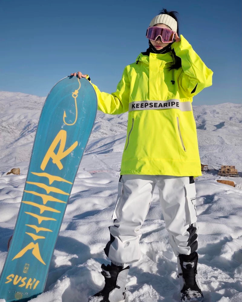 Ski Wear Neon Reflective Cargo Snow Pants -Unisex