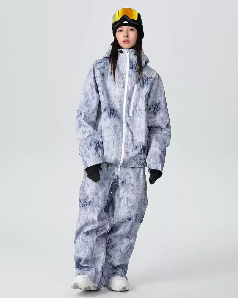 Ski Wear Outdoor Loose Denim Snow Jacket&Pants Suit -Unisex