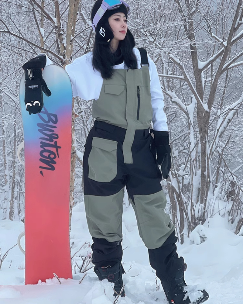 Ski Wear Snowboard Gear Cargo Ski Bibs -Unisex