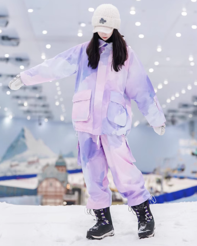 Ski Wear Pink&Purple Snow Jacket&Pants Suit -Women's (Single Unit Available)
