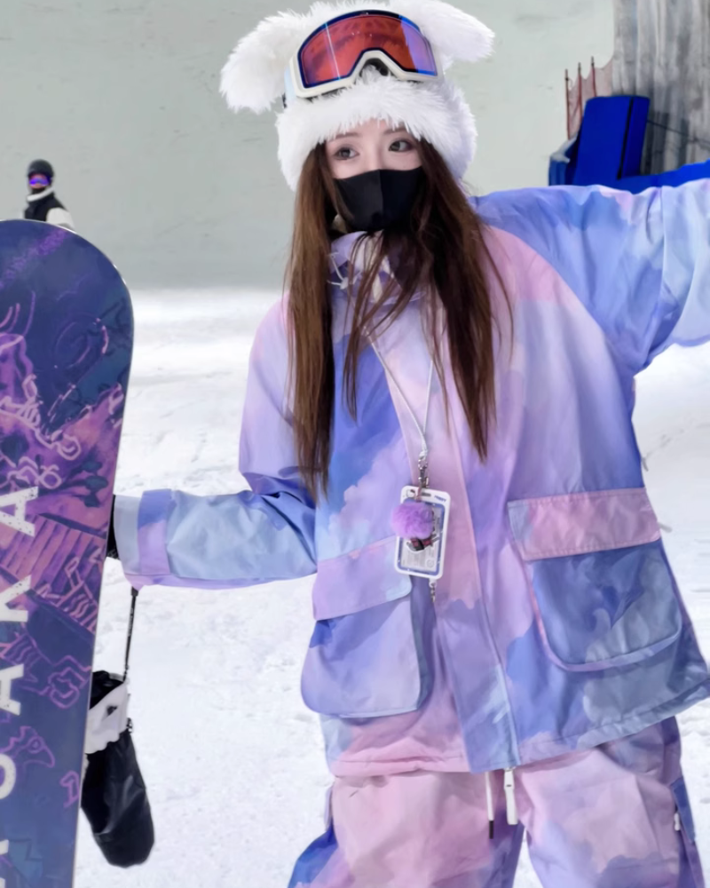 Ski Wear Pink&Purple Snow Jacket&Pants Suit -Women's (Single Unit Available)