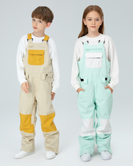Ski Wear Snowboard Gear Color-Block Kids Ski Bib