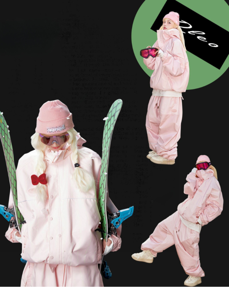 Ski Wear Snowboard Pink Snow Jacket&Pants Suit