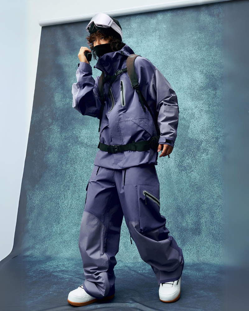 Ski Wear Color Block Snow Jacket&Pants Suit -Unisex