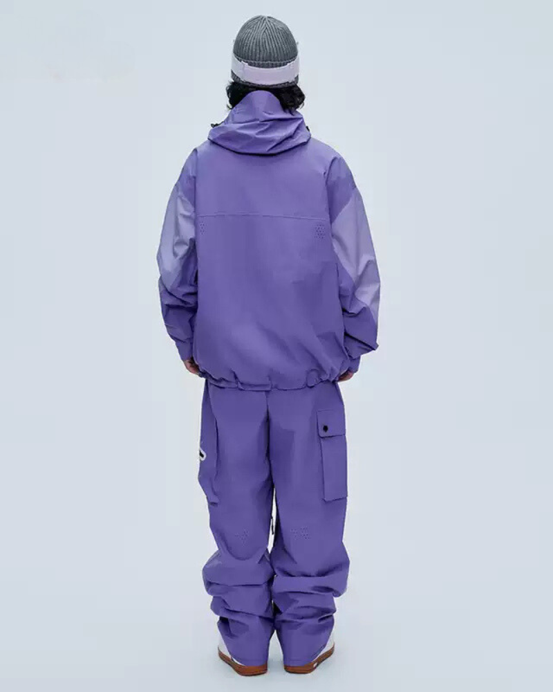 Ski Wear Color Block Snow Jacket&Pants Suit -Unisex