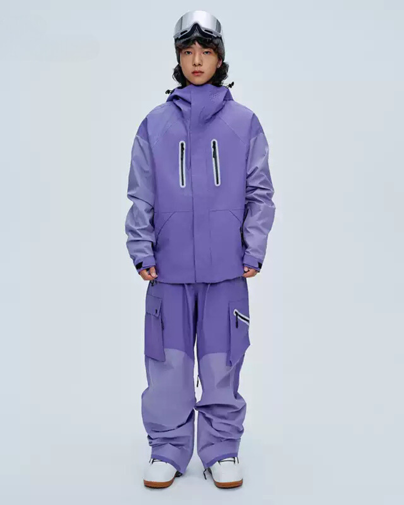 Ski Wear Color Block Snow Jacket&Pants Suit -Unisex