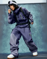 Ski Wear Color Block Snow Jacket&Pants Suit -Unisex