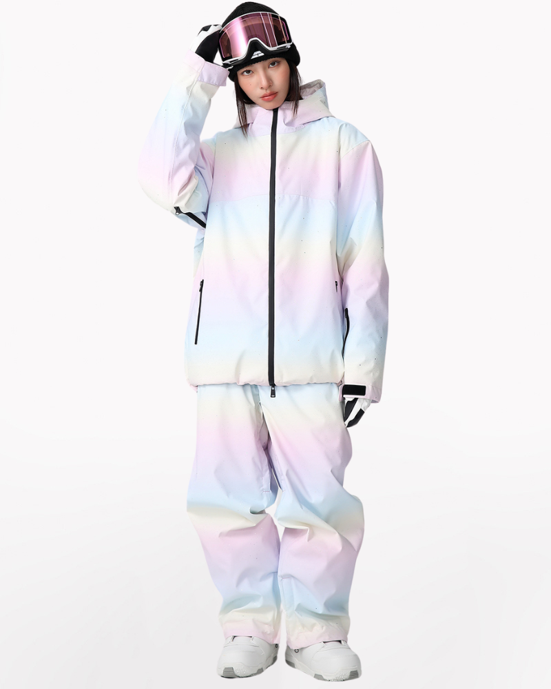 Ski Wear Rainbow Colors Snow Jacket&Pants Suit - Women's