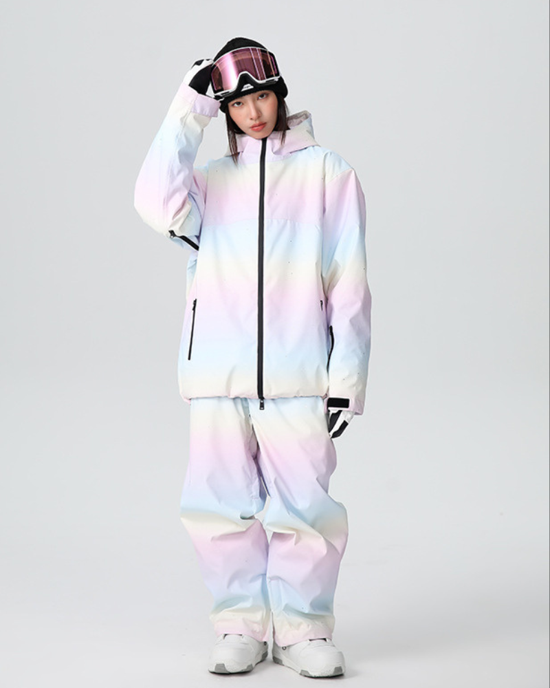 Ski Wear Rainbow Colors Snow Jacket&Pants Suit - Women's