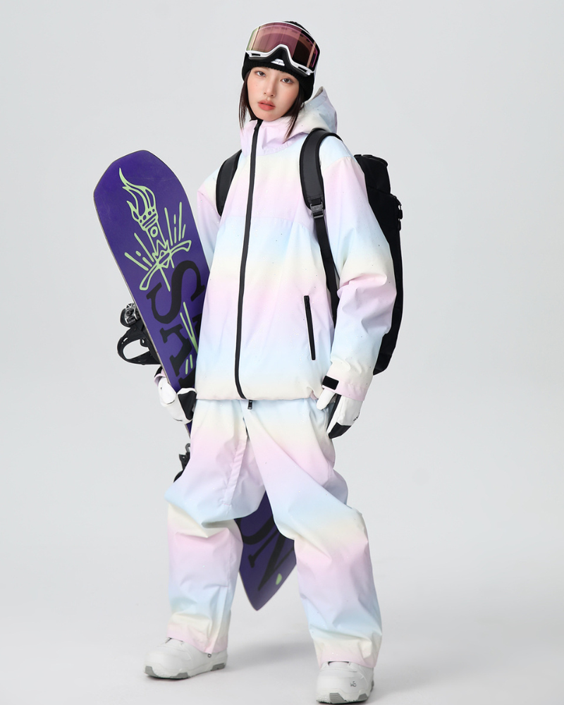 Ski Wear Rainbow Colors Snow Jacket&Pants Suit - Women's