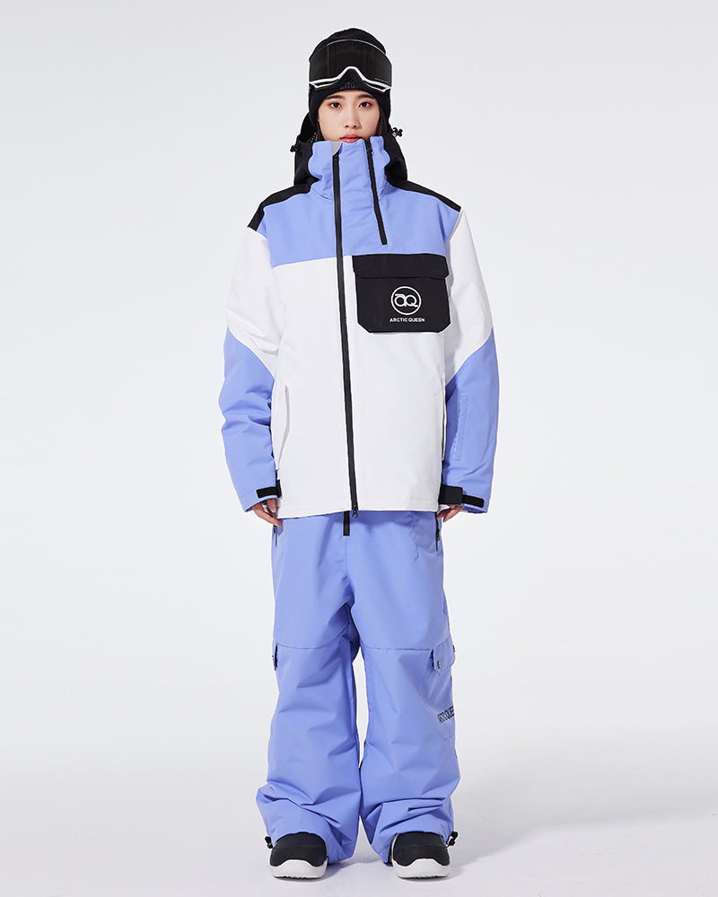 Ski Wear Waterproof Cargo Snow Jacket&Bibs Suit -Unisex