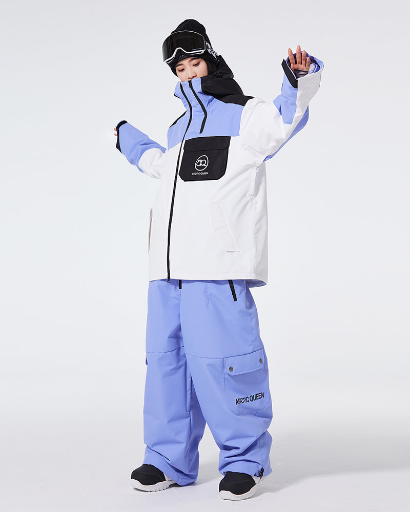 Ski Wear Waterproof Cargo Snow Jacket&Bibs Suit -Unisex