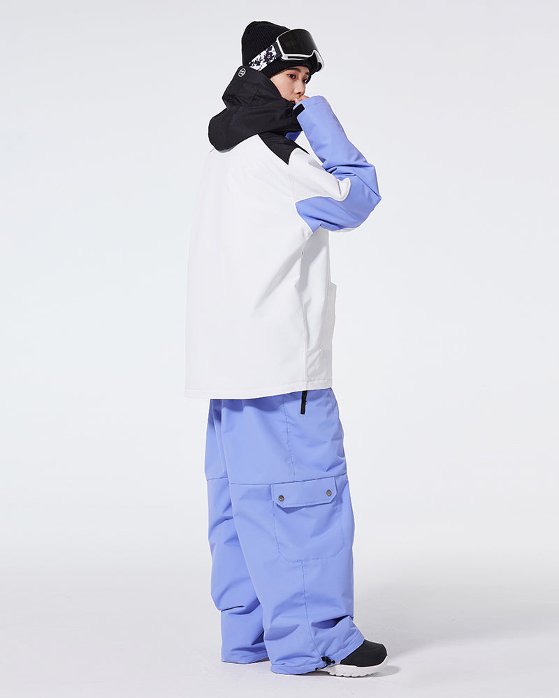 Ski Wear Waterproof Cargo Snow Jacket&Bibs Suit -Unisex