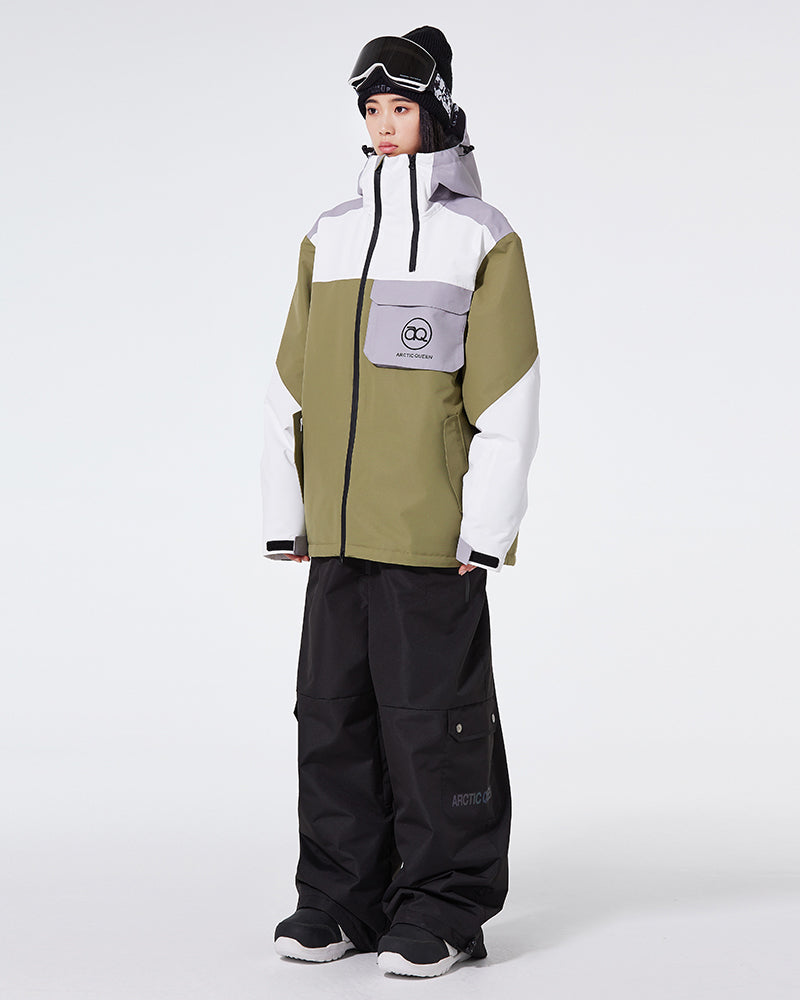 Ski Wear Waterproof Cargo Snow Jacket&Bibs Suit -Unisex