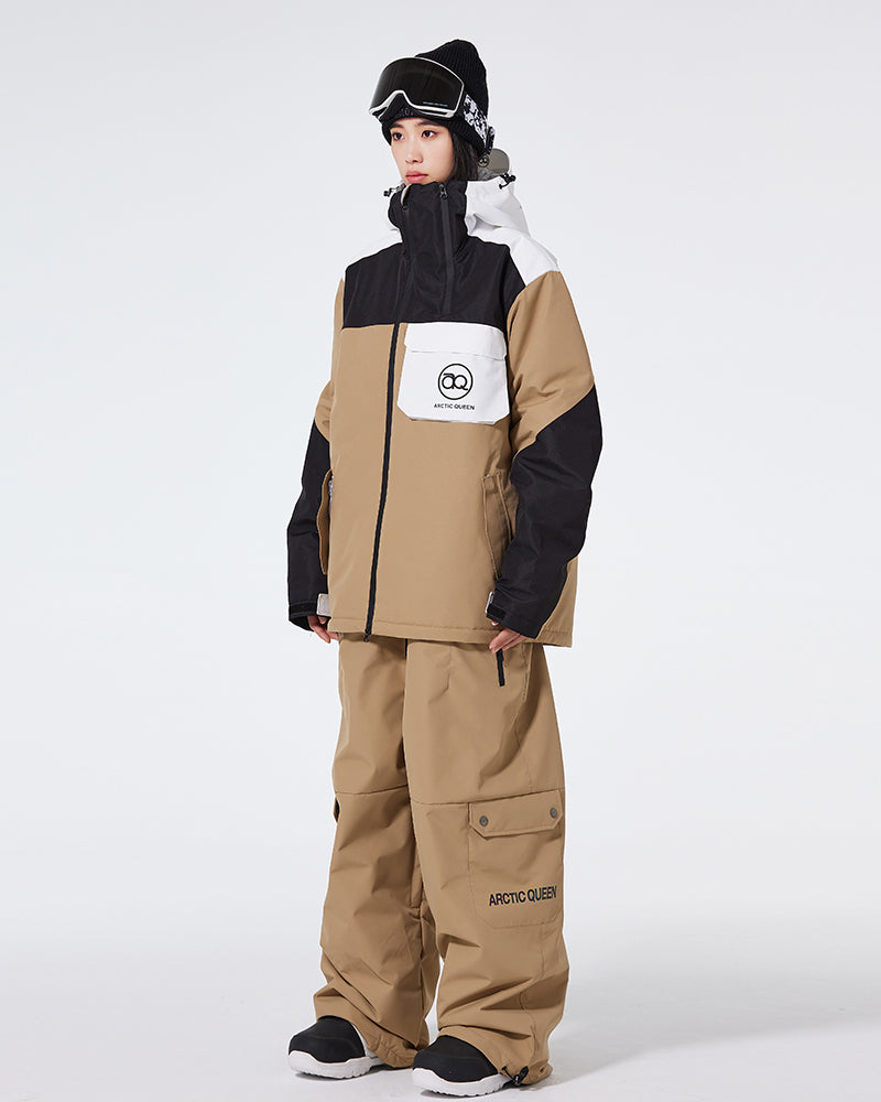 Ski Wear Waterproof Cargo Snow Jacket&Bibs Suit -Unisex