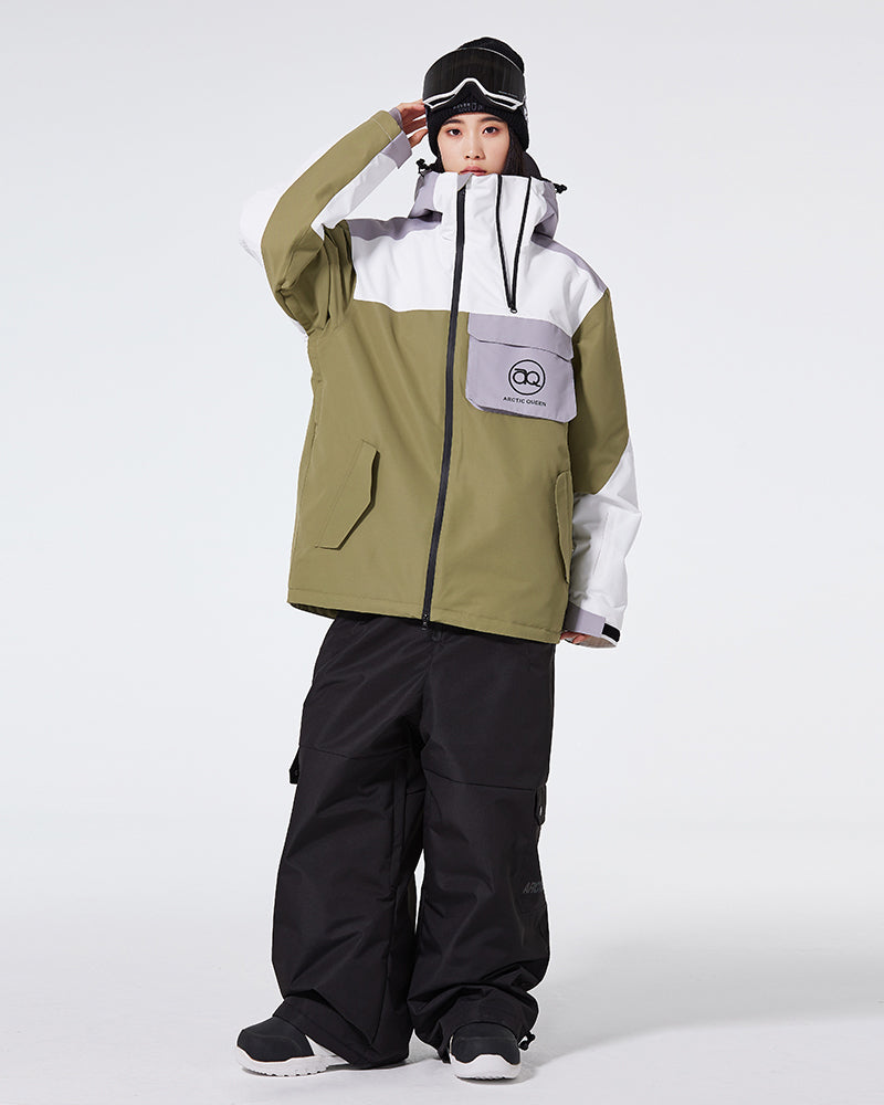 Ski Wear Waterproof Cargo Snow Jacket&Bibs Suit -Unisex