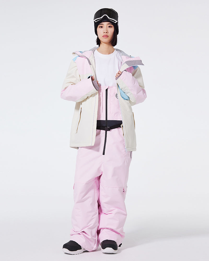 Ski Wear Waterproof Cargo Snow Jacket&Bibs Suit -Unisex