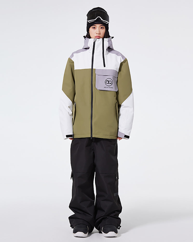 Ski Wear Waterproof Cargo Snow Jacket&Bibs Suit -Unisex