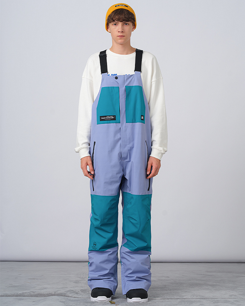 Ski Wear Snowboarding Color Block Ski Bibs -Unisex