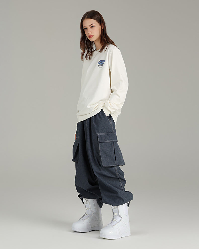 Ski Wear Snowboarding Denim Cargo Snow Pants -Unisex