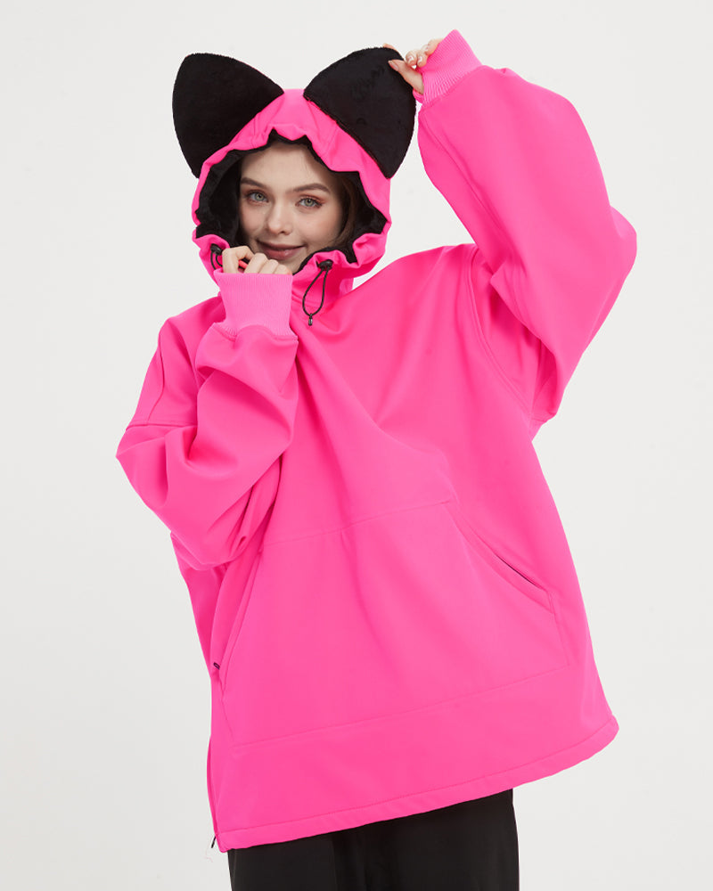 Ski Wear Outdoor Cat Ear Warm Hoodie - Women's