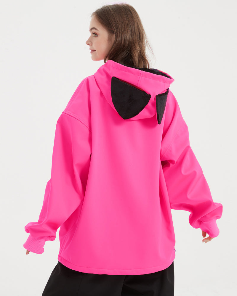 Ski Wear Outdoor Cat Ear Warm Hoodie - Women's