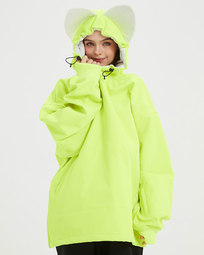 Ski Wear Outdoor Cat Ear Warm Hoodie - Women's
