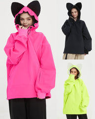 Ski Wear Outdoor Cat Ear Warm Hoodie - Women's