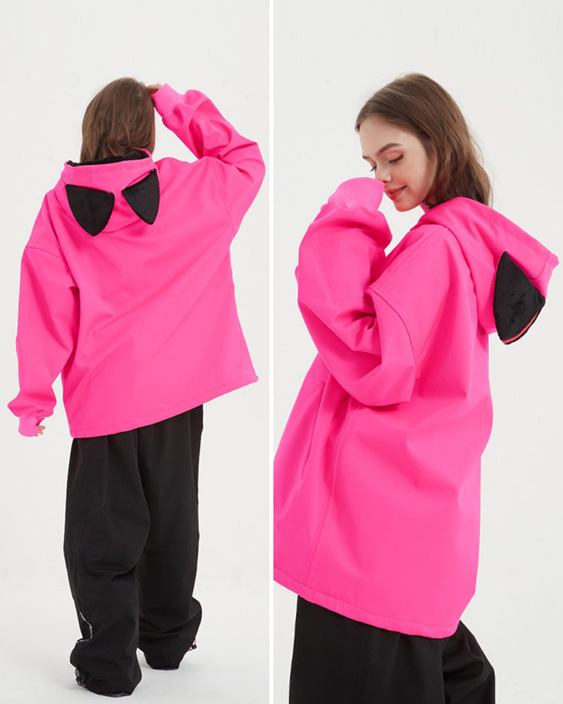 Ski Wear Outdoor Cat Ear Warm Hoodie - Women's
