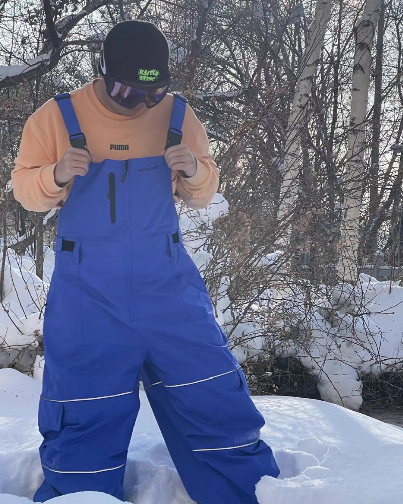 Ski Wear Snowboard Gear Reflective Stripe Ski Bibs - Unisex