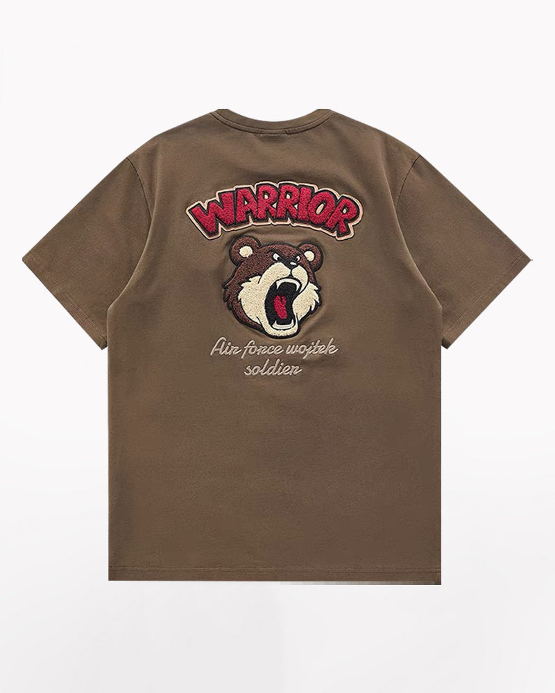 Steetwear Brown Bear Towel Embroidery T-Shirt