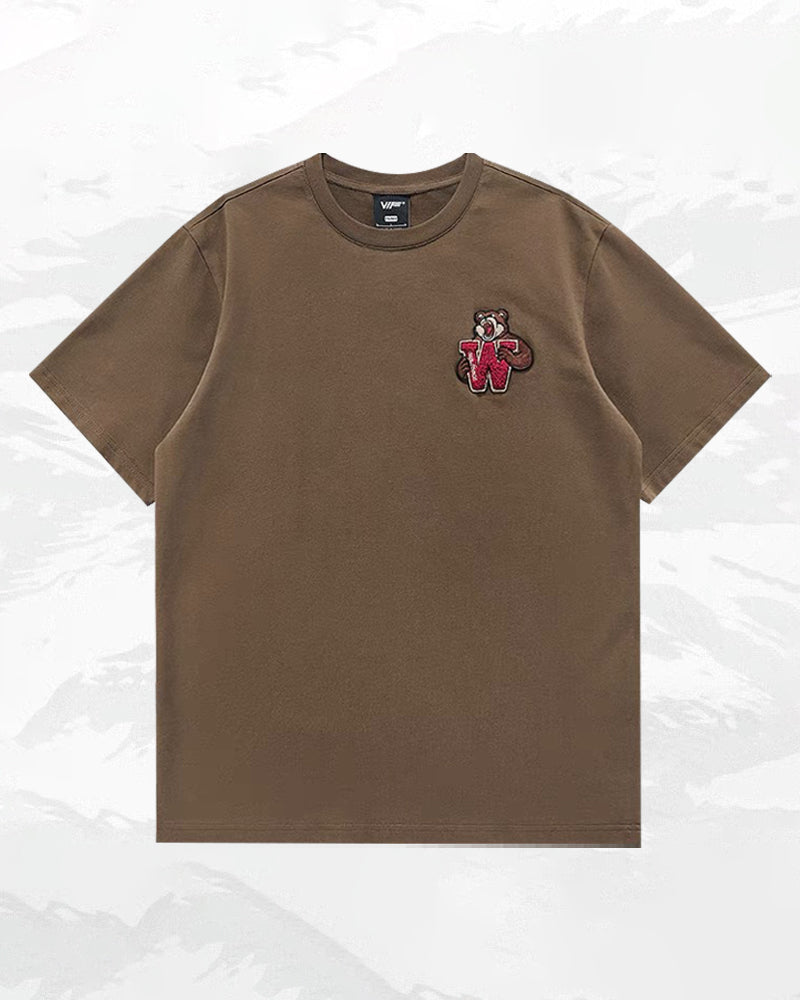 Steetwear Brown Bear Towel Embroidery T-Shirt