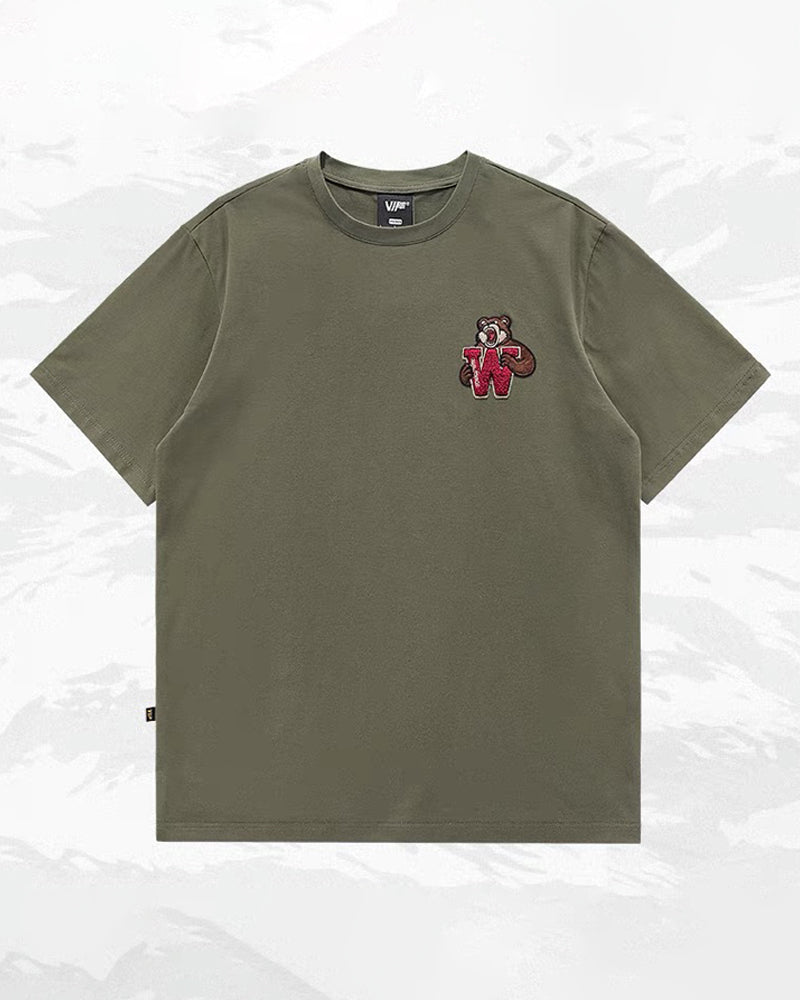 Steetwear Brown Bear Towel Embroidery T-Shirt