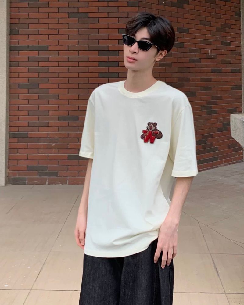 Steetwear Brown Bear Towel Embroidery T-Shirt