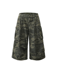 Street Denim-Look Cargo Shorts | Camo Baggy Jorts