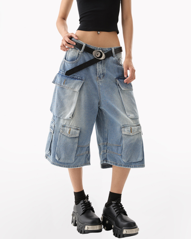 Street Multi-Pocket Women Cargo Baggy Jorts
