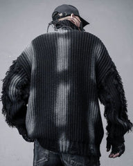 Street-Style Fringe Colorblock Turtleneck Sweater